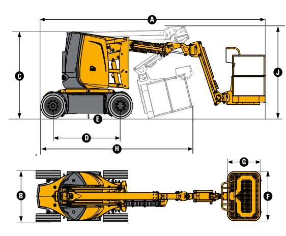 kích thước xe nâng người HC12CJ