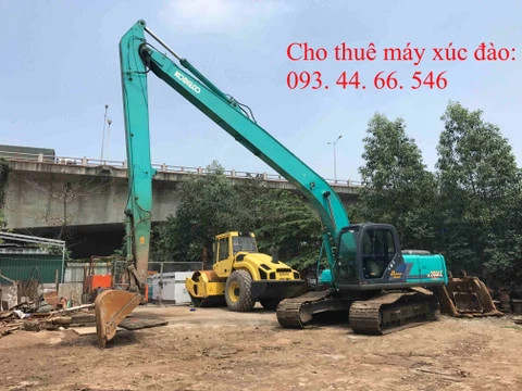 cho thuê máy xúc đào cần dài