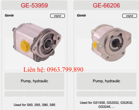 GE-53959, GE-66206 bơm thủy lực xe nâng người Genie