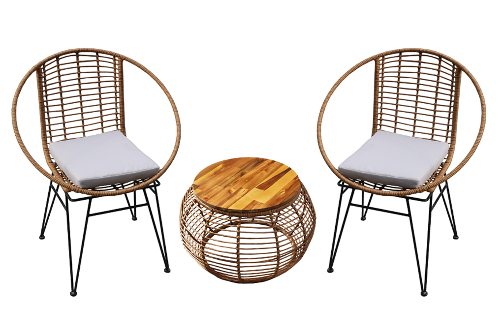 PE RATTAN WICKER COFFEE CHAIR AND TABLE SET CH