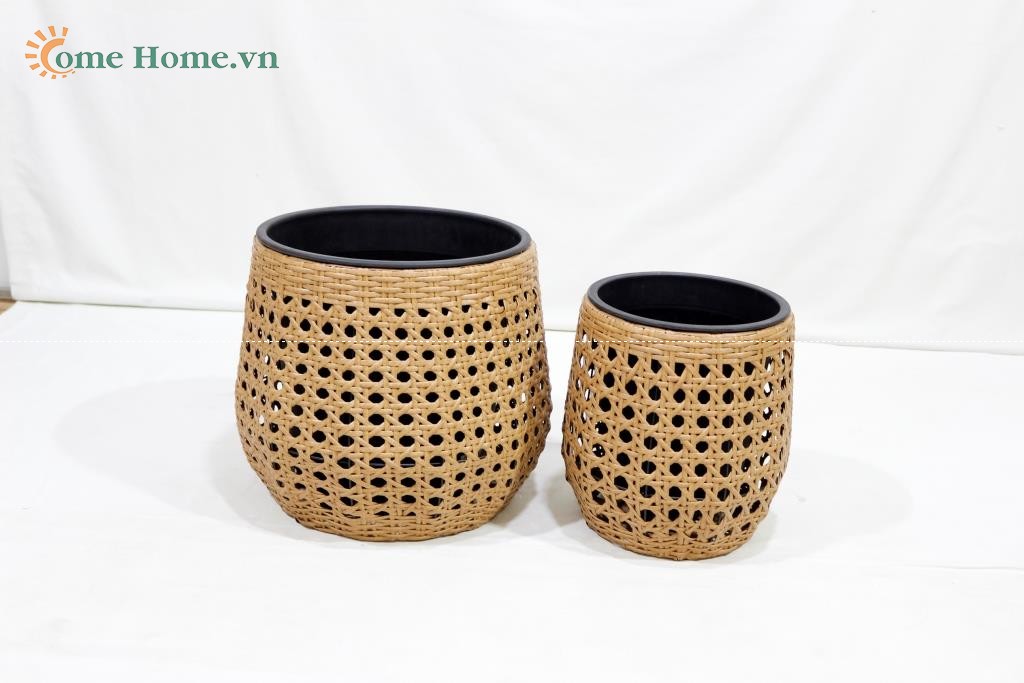 Vietnam Handmade Plastic Rope Planter Basket Factory OEM Supplier-CH4396A-2BR