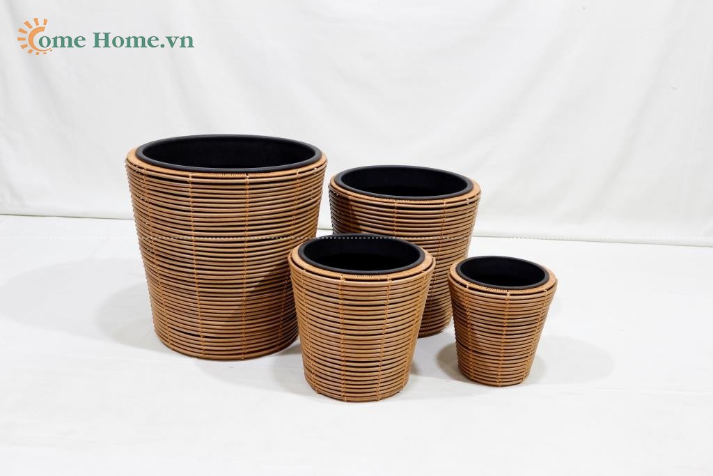 Decorative Plastic Rope Woven Planter Basket for Home & Garden-CH4393A-4BR