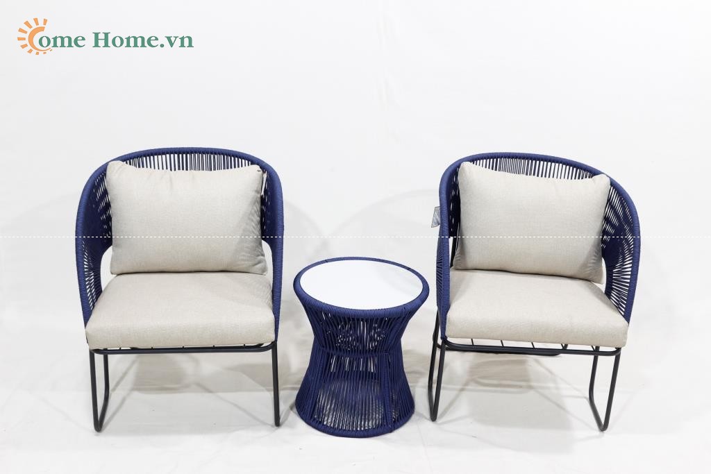 Handmade Rope Woven Outdoor Sofa with Metal Frame-CH5240A-3BLU