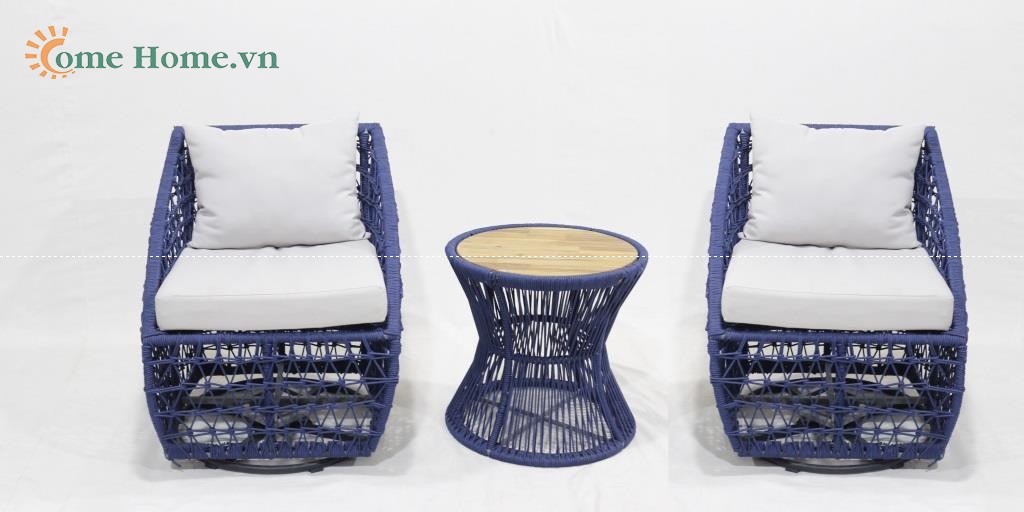 Handmade Rope Woven Outdoor Sofa with Metal Frame-CH5240A-3BLU