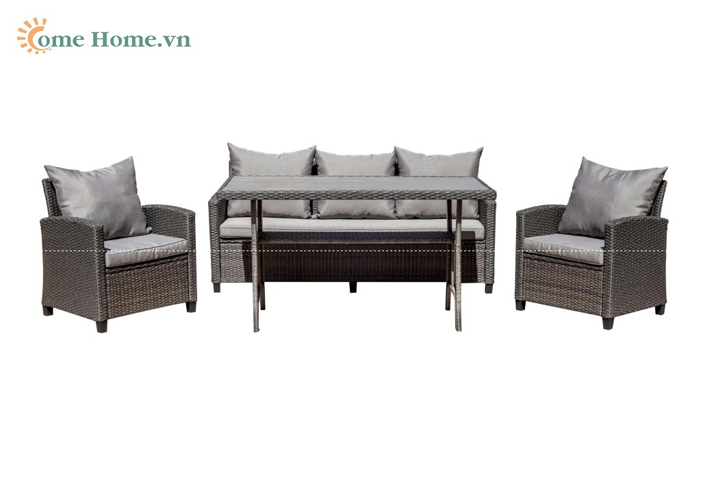 Modern Plastic Wicker Furniture Set for Patio & Garden-CH5245A-4GY