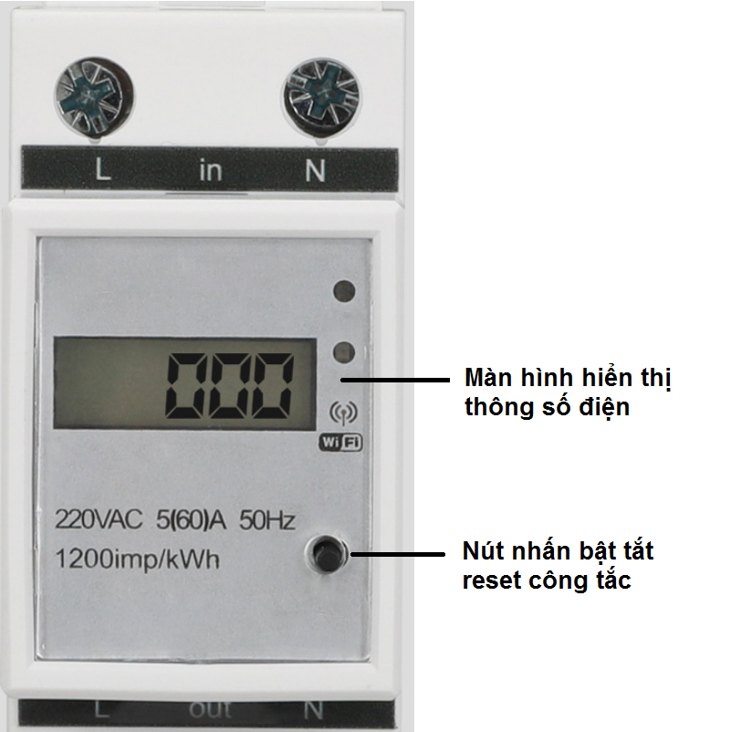 Công tơ điện wifi thông minh 1 pha, hỗ trợ đóng ngắt từ xa