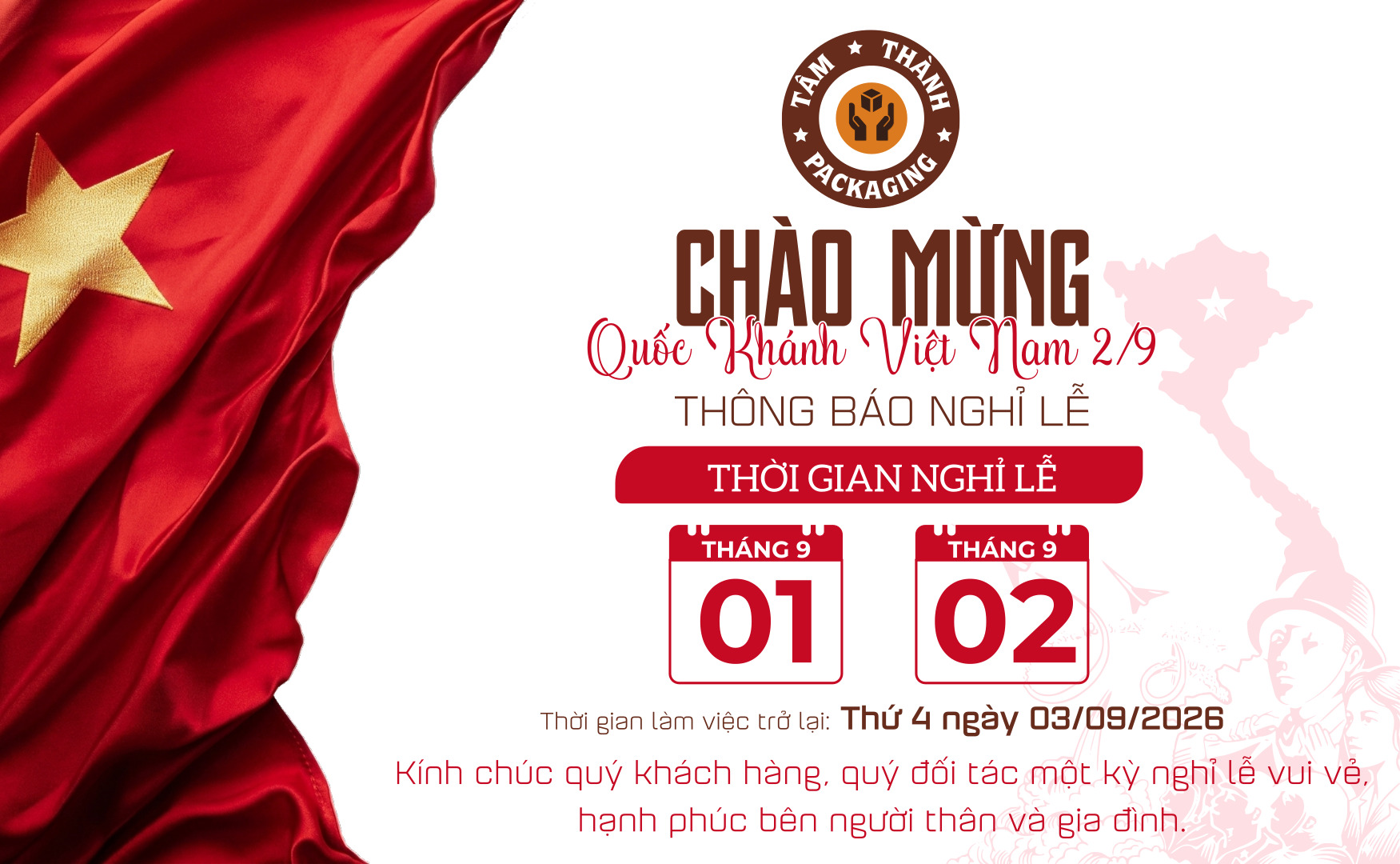 THÔNG BÁO LỊCH NGHỈ LỄ QUỐC KHÁNH 02/09/2026