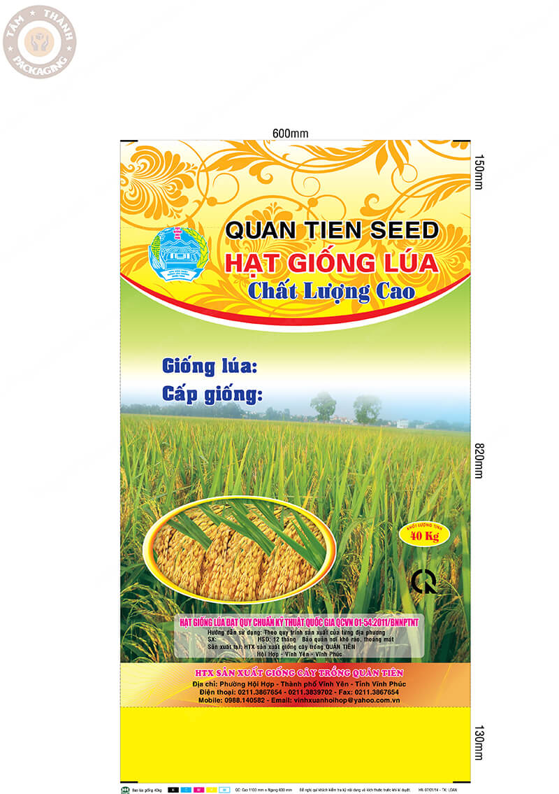 BAO BÌ GIỐNG LÚA QUAN TIEN SEED 40Kg