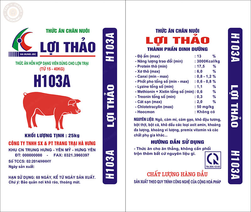 BAO THỨC ĂN CHĂN NUÔI LỢI THẢO 25KG