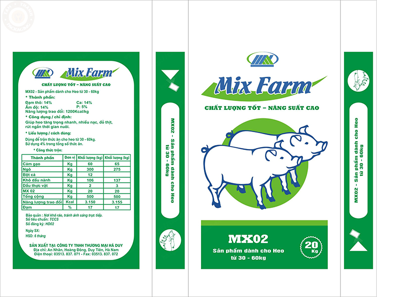 BAO THỨC ĂN CHĂN NUÔI MIXFARM 20KG
