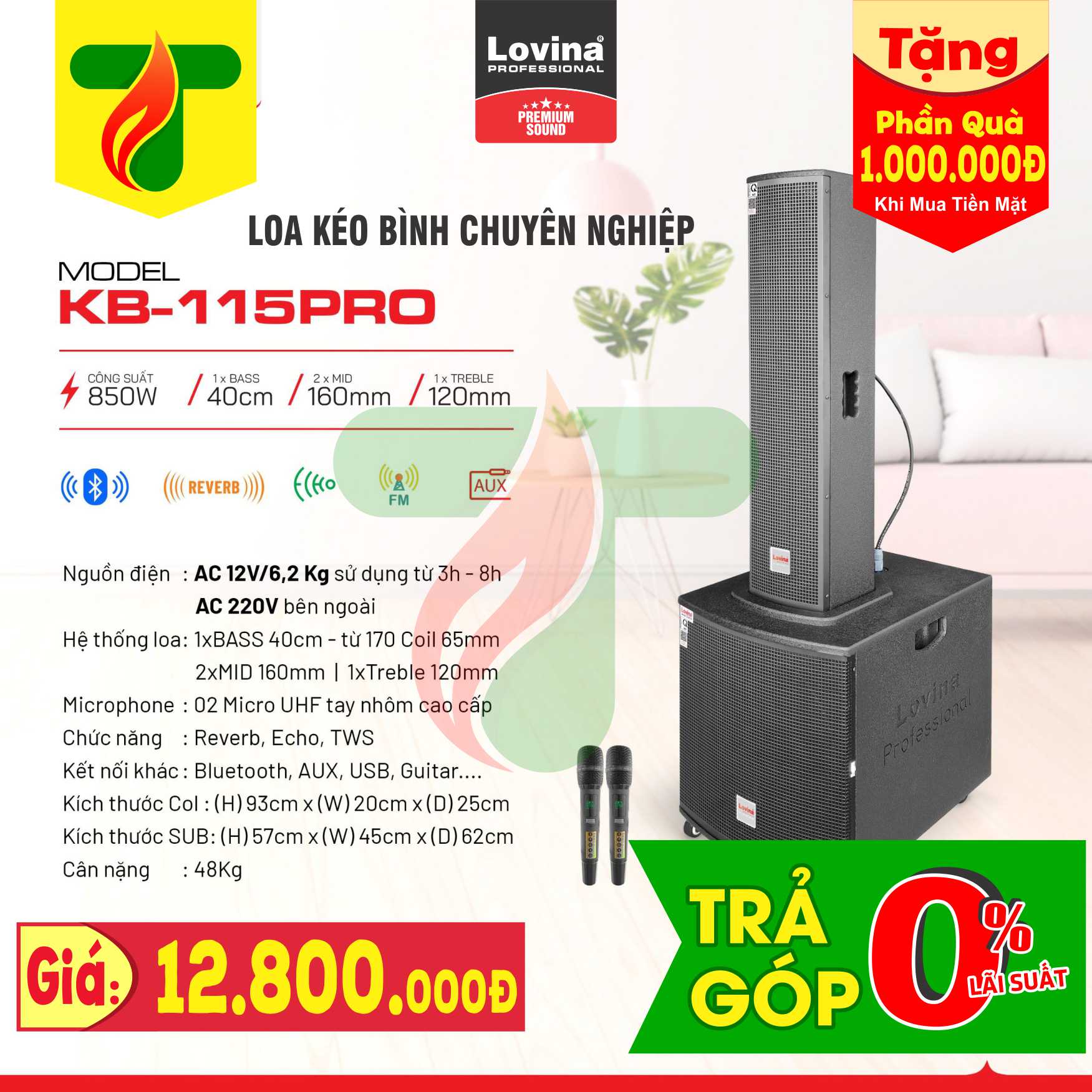 Loa kéo sự kiện LOVINA KB-115PRO