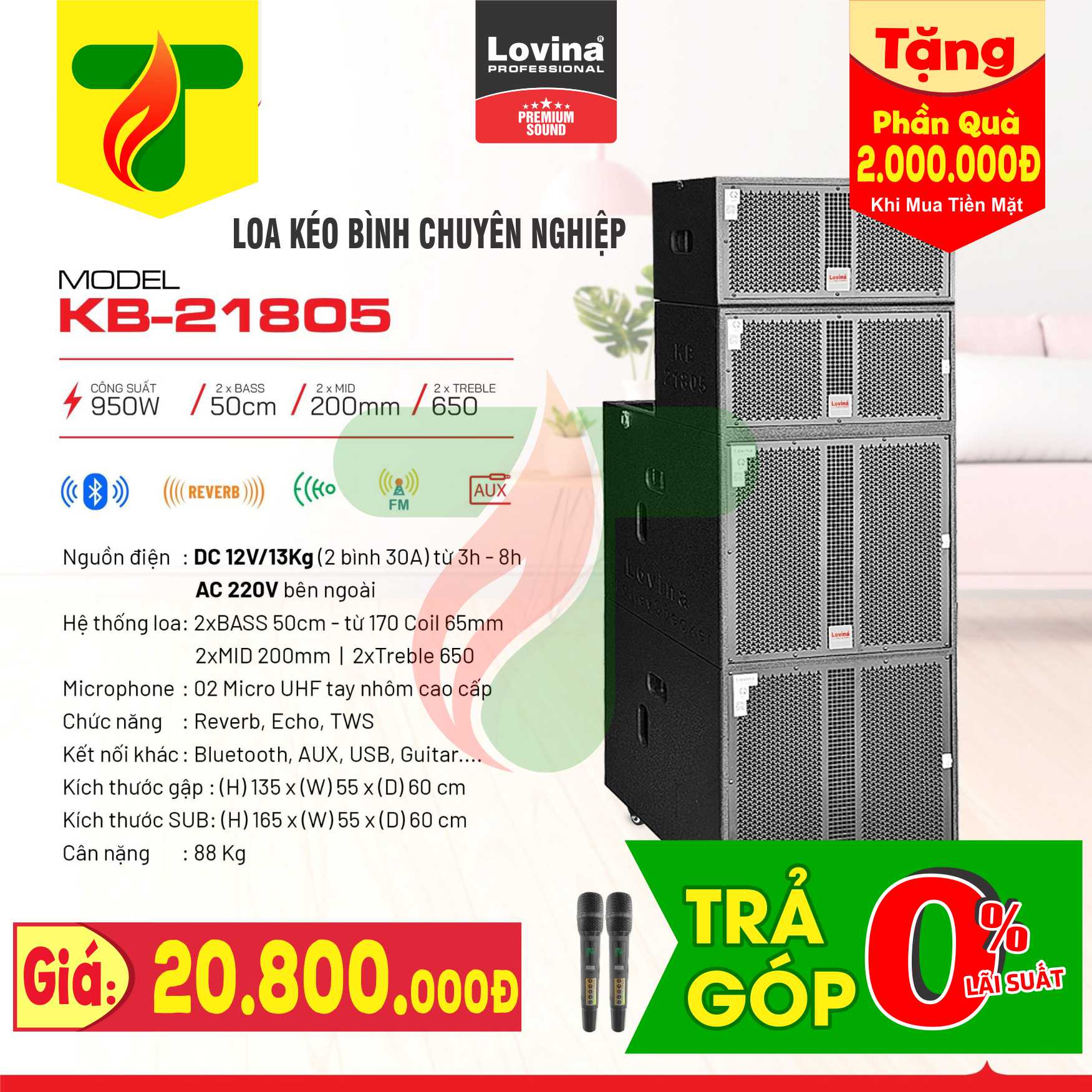 Loa kéo bình chuyên nghiệp LOVINA KB-21805