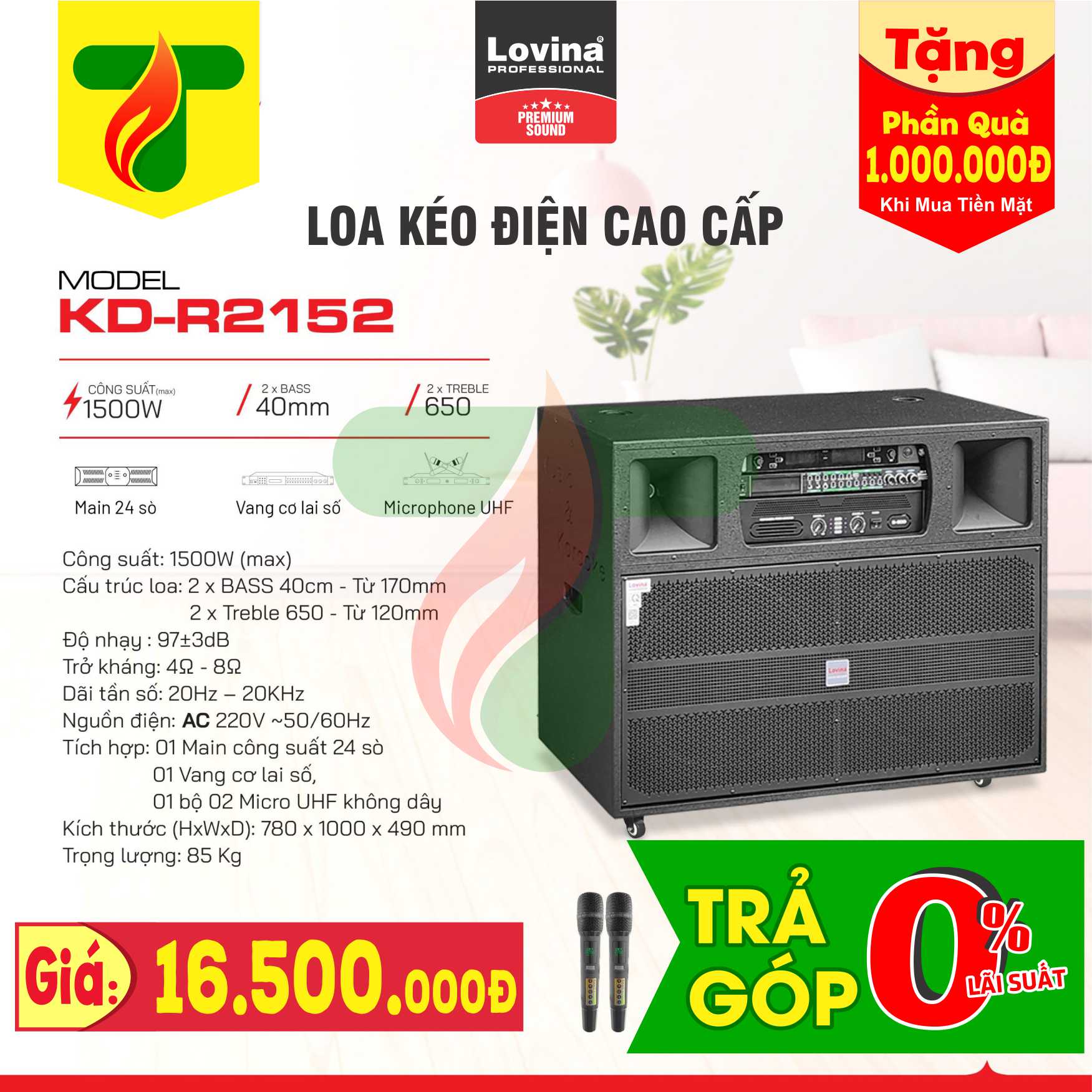 Loa kéo điện cao cấp LOVINA KD-R2152