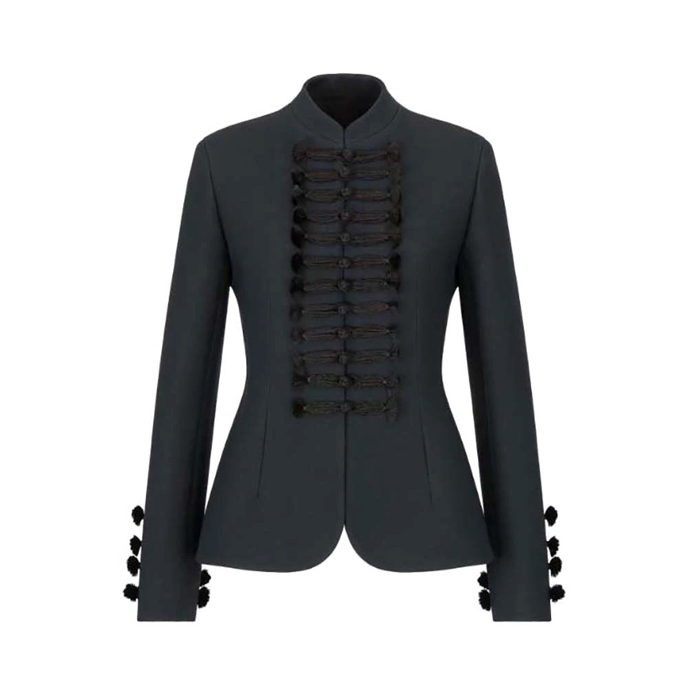 ÁO Dior Women Brandenburg Fitted Jacket Black Wool and Silk