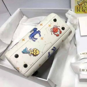 TÚI Dior Women Mini Lady Dior Bag Latte Multicolor Dior Pixel Zodiac Printed Calfskin