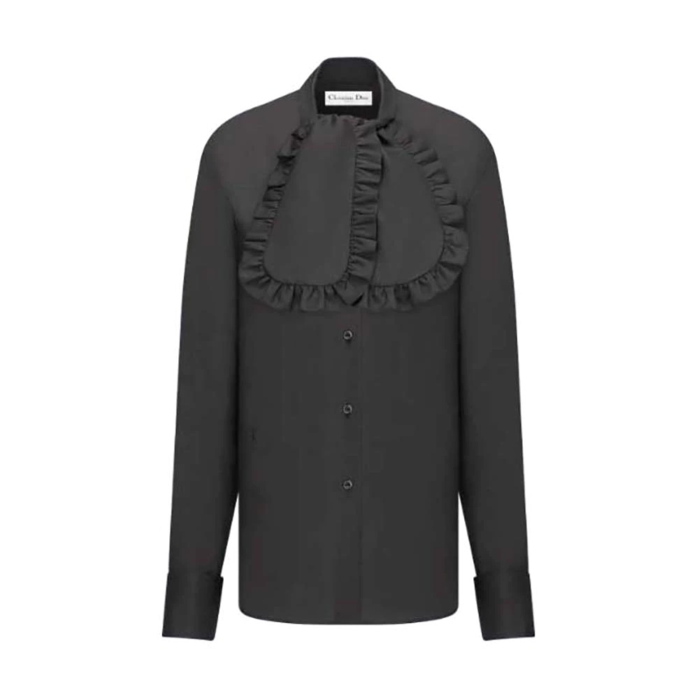ÁO Dior Women Ascot Blouse Black Silk Twill