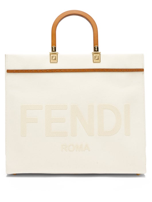 TÚI FENDI Sunshine logo-embroidered canvas tote bag