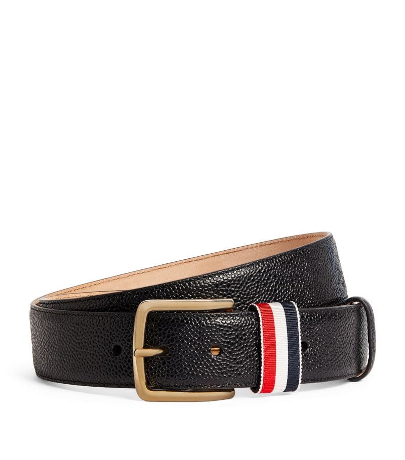 DÂY LƯNG THOM BROWNE Leather Tricolour Belt khóa vàng