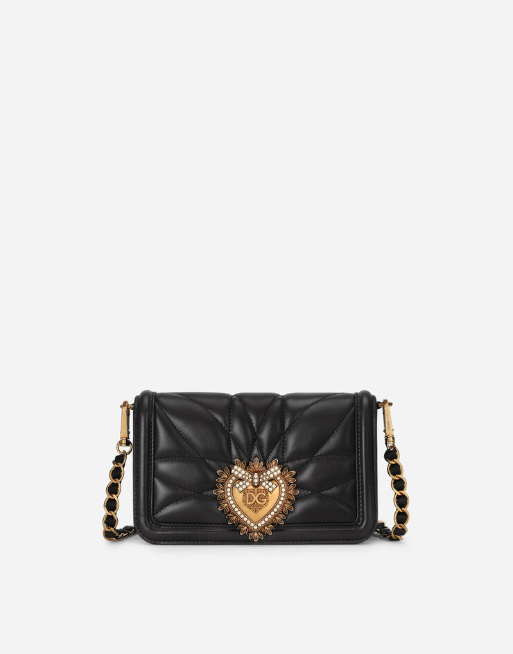 TÚI DOLCE & GABBANA Medium Devotion Bag in quilted nappa leather with bejeweled strap