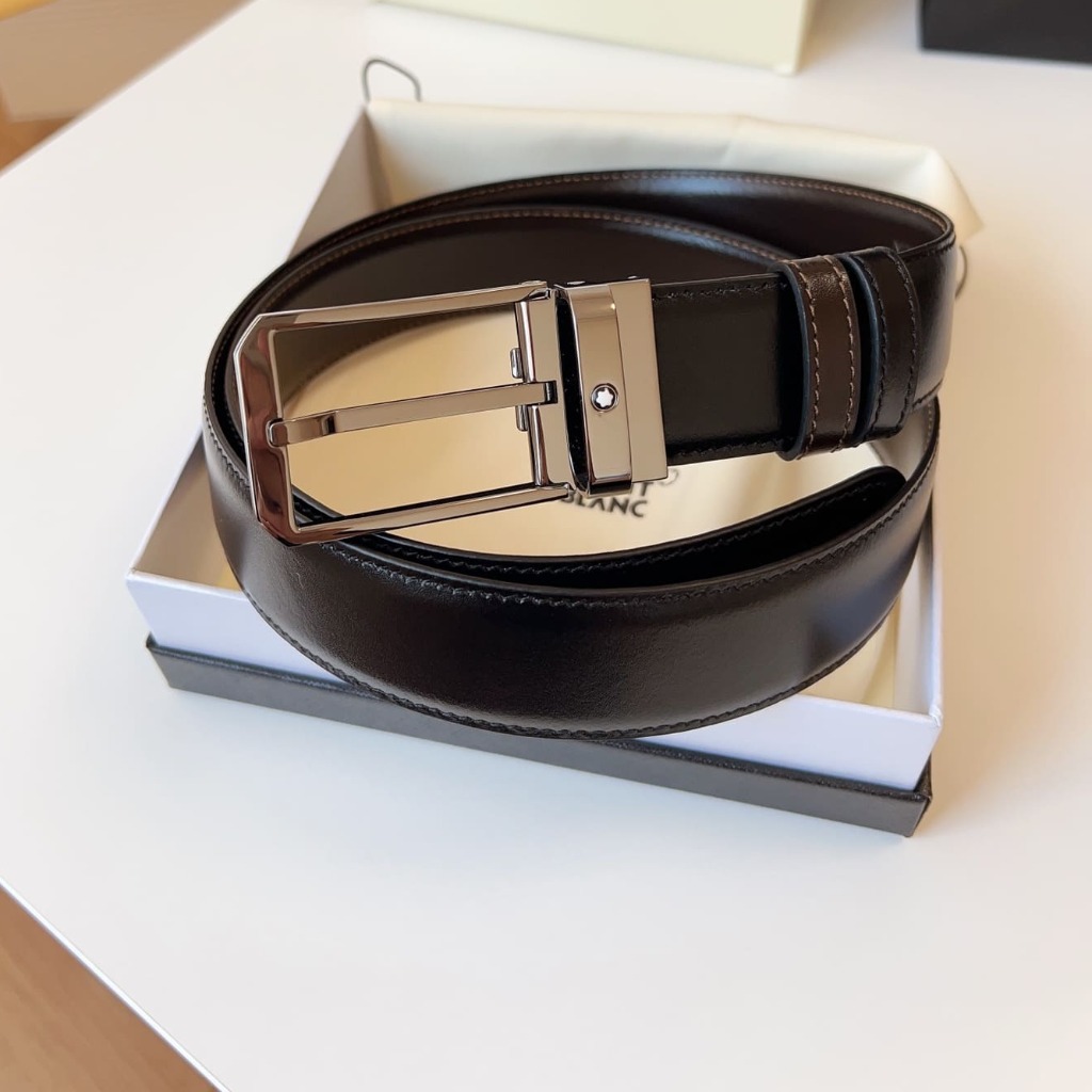 DÂY LƯNG MONTBLANC CALFSKIN LEATHER Belt Khóa bạc