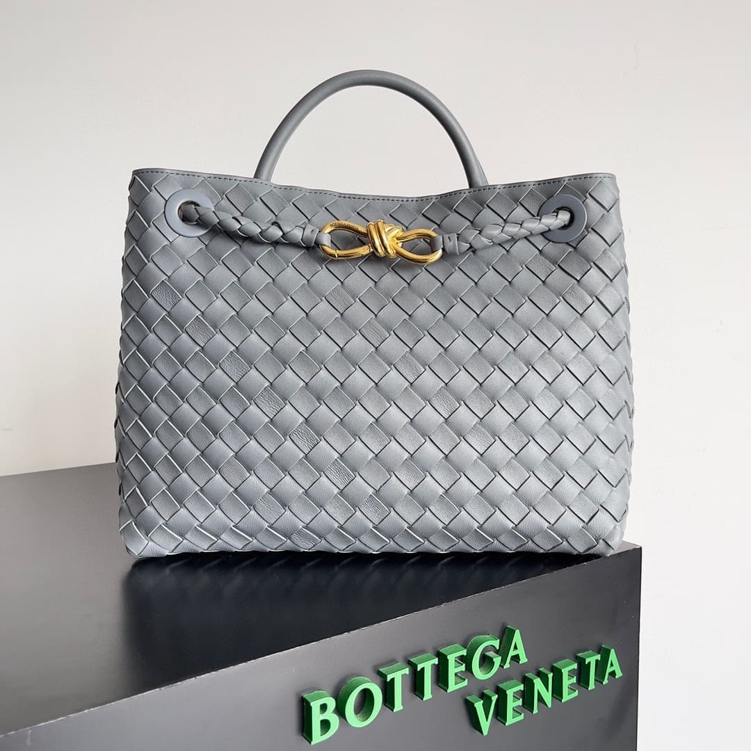 TÚI Bottega Veneta Women Small Andiamo in Lambskin Leather-Grey