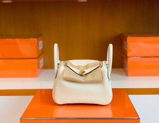 Túi Hermes Mini Lindy Craie White Gold Hardware Handmade khâu tay 19cm