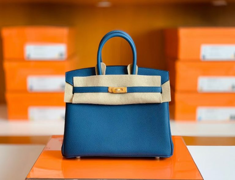 Túi Hermes Birkin Togo Deep blue Gold Hardware Handmade khâu tay 25cm