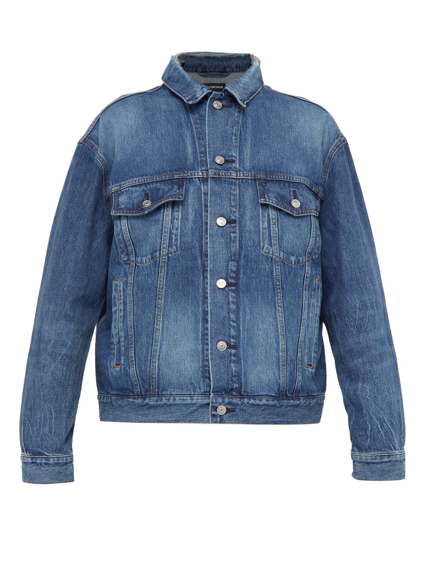 ÁO BALENCIAGA  Washed-logo denim jacket