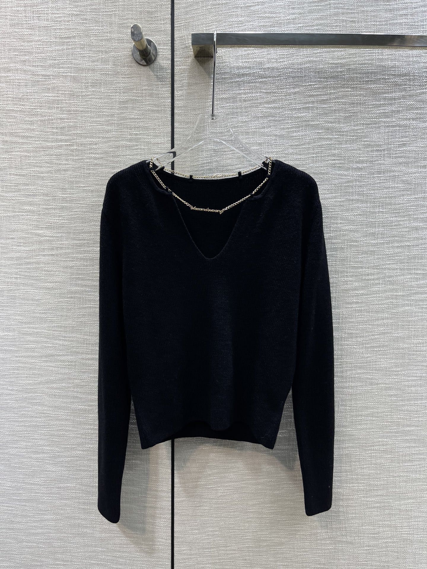 ÁO ALEXANDER WANG Round-Neck Chain Black Sweater