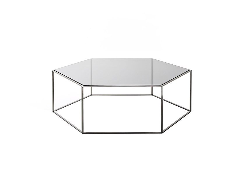 BÀN TRÀ CODOTTI Hexagonal crystal and steel coffee table