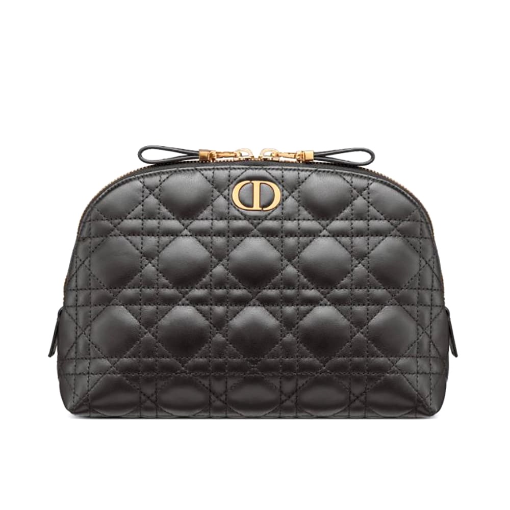 TÚI Dior Women Caro Beauty Pouch Black Cannage Lambskin
