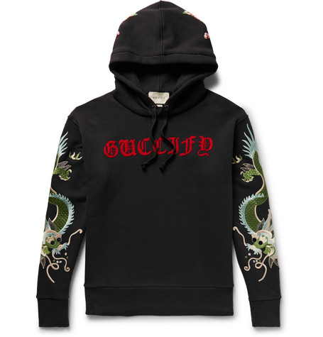 ÁO HOODIE Embroidered Appliquéd Loopback Cotton-Jersey Hoodie