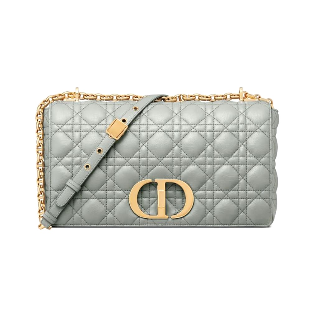 TÚI Dior Women Large Dior Caro Bag Supple Cannage Calfskin-Silver Top Quality