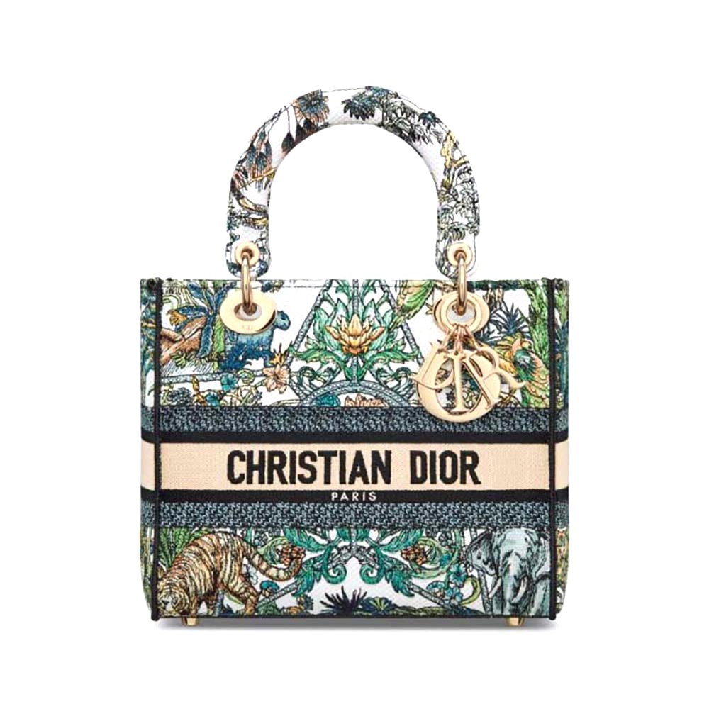TÚI Dior Women Medium Lady D-lite Bag White Multicolor Étoile de Voyage Embroidery