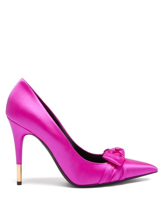 GIÀY TOM FORD Bow-embellished satin point-toe pumps
