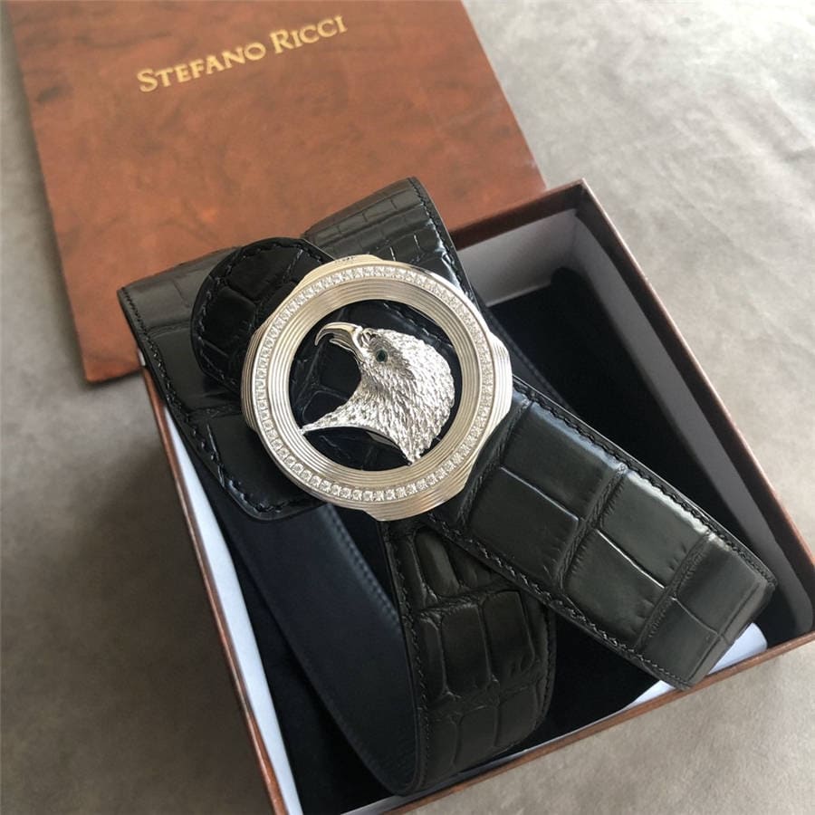 DÂY LƯNG STEFANO RICCI CROCODILE LEATHER DA CÁ SẤU Belt Khóa bạc