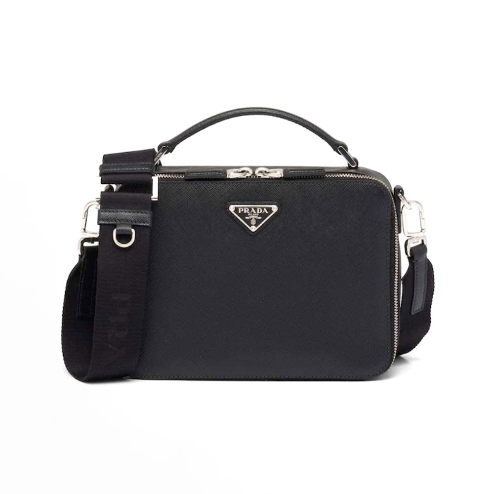 TÚI Prada Men Brique Saffiano Leather Bag-Black
