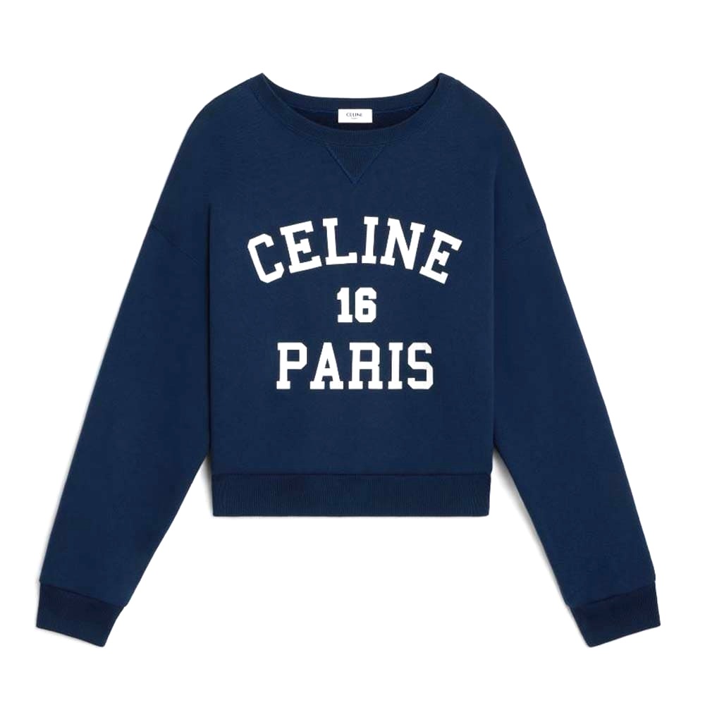 ÁO Celine Men Celine Paris 16 Sweatshirt in Cotton Fleece-Navy