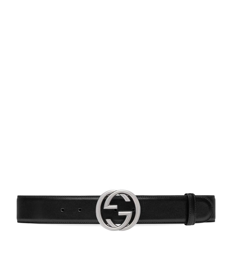 DÂY LƯNG GUCCI  Leather Interlocking G Belt khóa trắng