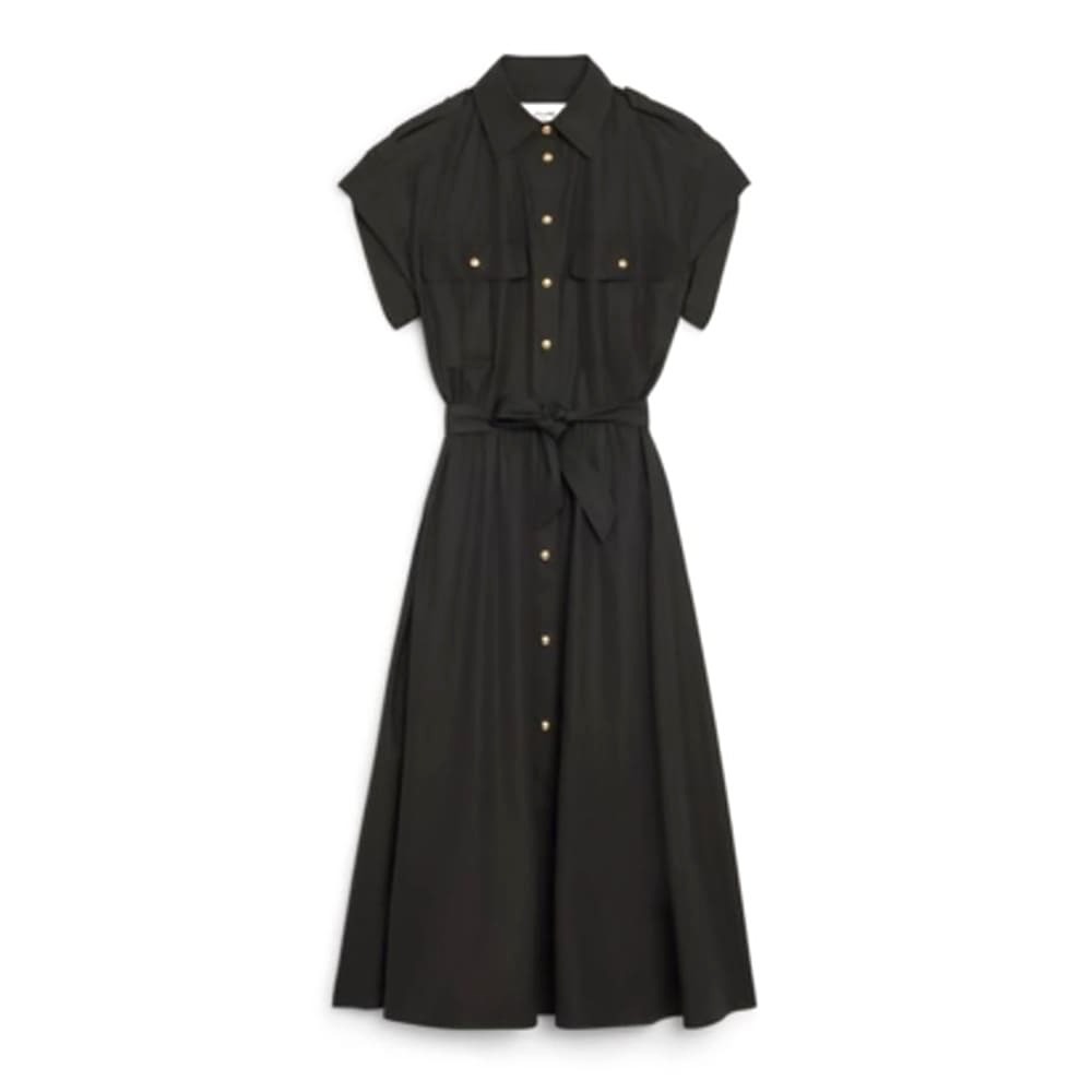 Váy Celine Women Safari Dress in Cotton Poplin-Black
