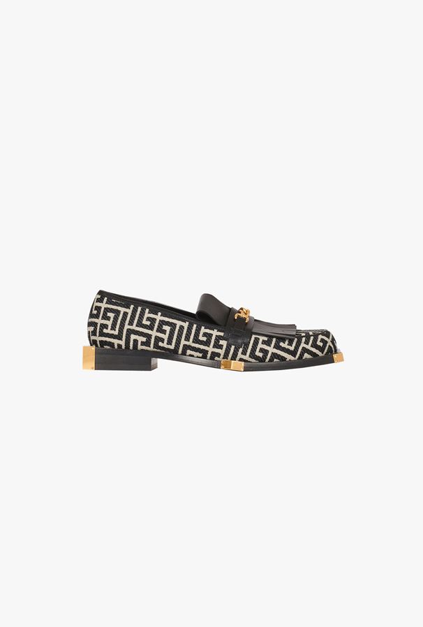 GIÀY BALMAIN Bicolor jacquard and black leather Tomi loafers