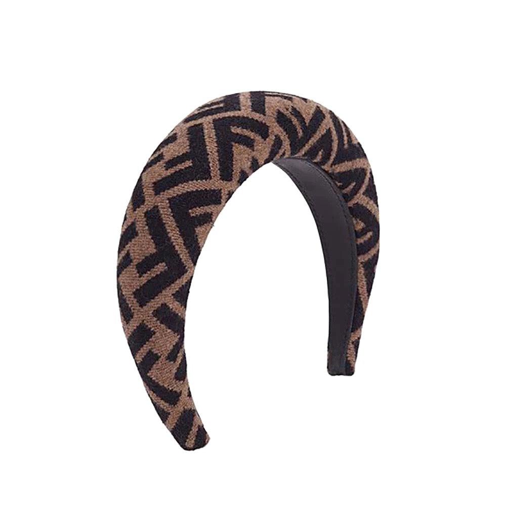 Bờm tóc Fendi Women Headband in Brown Wool Cashmere and Silk