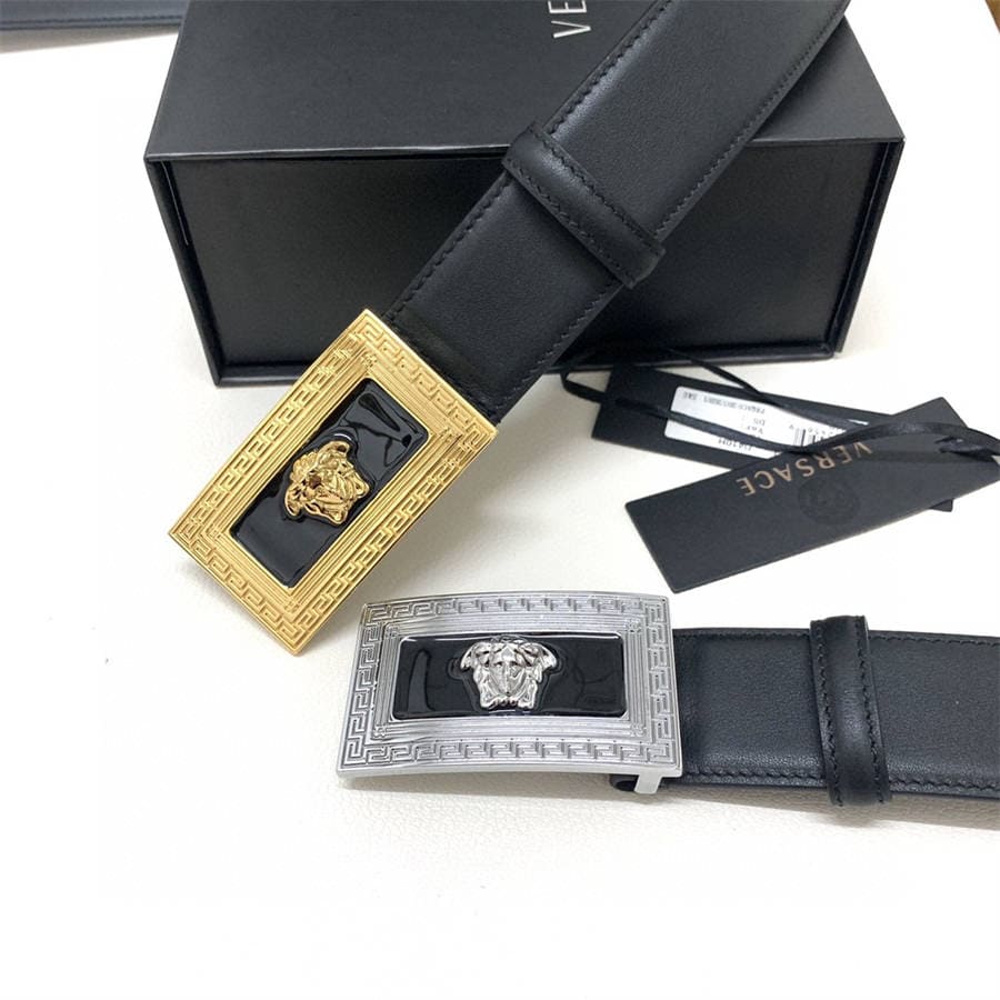 DÂY LƯNG VERSACE MEDUSA HEAD PLATED CALFSKIN LEATHER Khóa vàng
