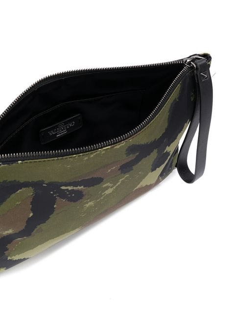 VÍ VALENTINO CAMOUFLAGE ZIPPED LEATHER POUCH