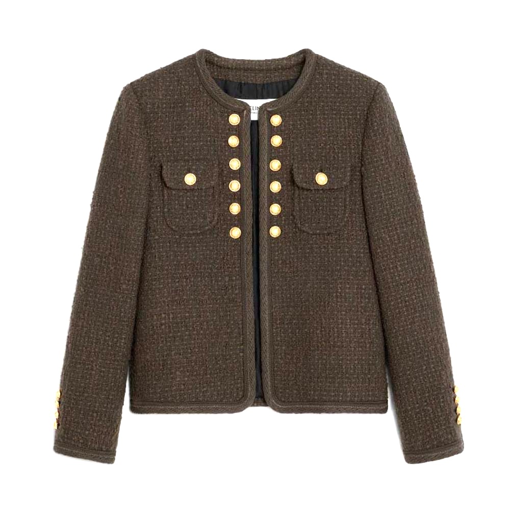 ÁO Celine Women Chelsea Jacket in Bouclette Natté-Green