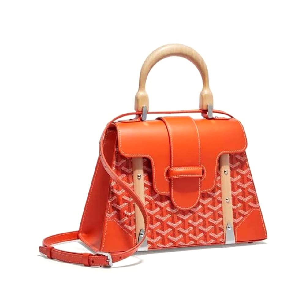 TÚI Goyard Women Sac Saïgon PM in Toile Goyardine & Clamecy Calfskin-Orange