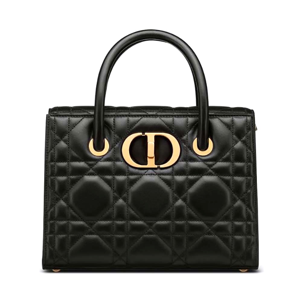 TÚI Dior Women Medium ST Honore Tote Black Macrocannage Lambskin