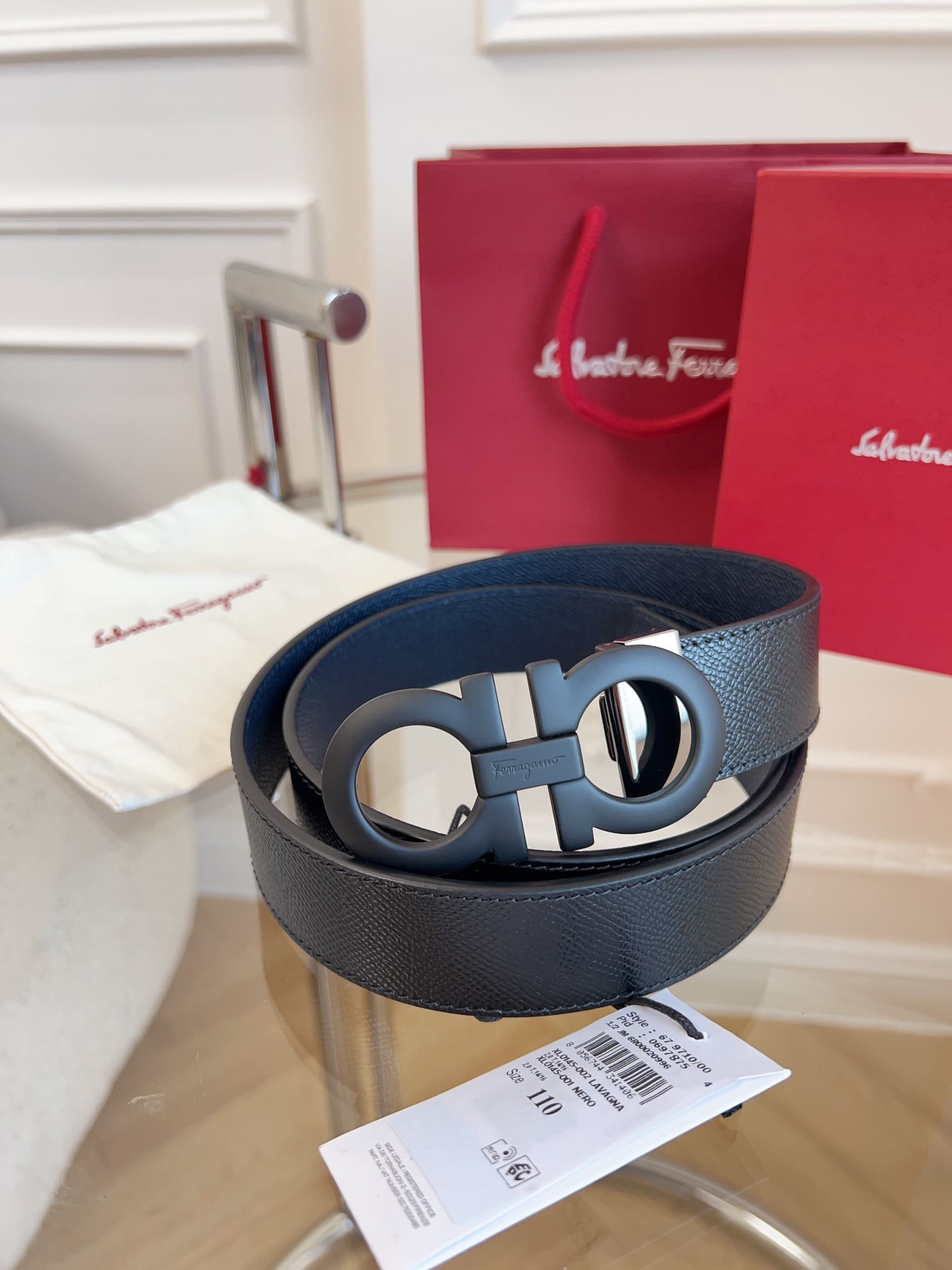 DÂY LƯNG Salvatore Ferragamo Adjustable Gancini Belt Khóa đen