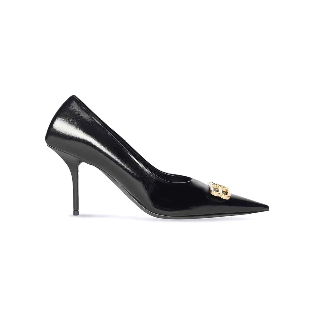 GIÀY Balenciaga Women Square Knife BB 80mm Pump in Black Shiny Lambskin