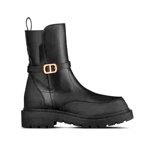GIÀY Dior Women Empreinte Ankle Boot Black Calfskin and Rubber